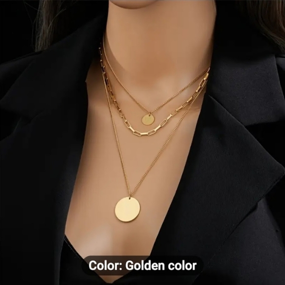 Necklace layers 3 gp + pendant - Picture 1 of 2